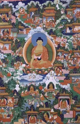 Shakyamuni Buddha mit Avadana-Legenden-Szenen